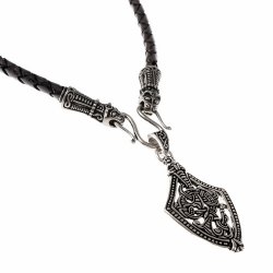 [07 CO Mand / Ort.br] Collier "Mandermark" mit Ortband-Anhänger (65 cm braun)