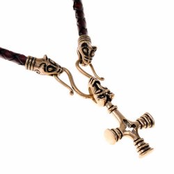 [07 CO Fossi / Wolf.br] Collier "Fossi" mit Wolfskreuz (65 cm braun)