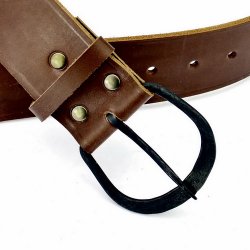 [10 Ei-G 5 RU.kl.br] Gürtel mit runder Eisenschnalle - 5 cm (braun, klein)
