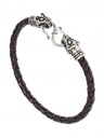 Wikinger-Armband 'Wolfskopf' aus Leder und Bronze