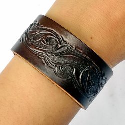 [03 A-G 3 AR.kl.br] Leder-Armband in 3 cm Breite - Arabeske (braun, klein)