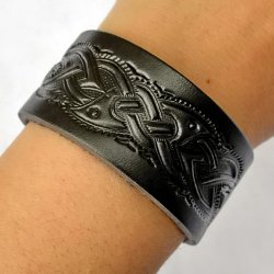 [03 A-G 3 KK.kl.br] Leder-Armband in 3 cm Breite - Keltisch (braun, klein)