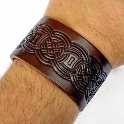 [03 A-G 4 FB.kl.br] Leder-Armband in 4 cm Breite - Flechtband (braun, klein)
