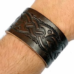 [03 A-G 4 KK.kl.br] Leder-Armband in 4 cm Breite - Keltisch (braun, klein)