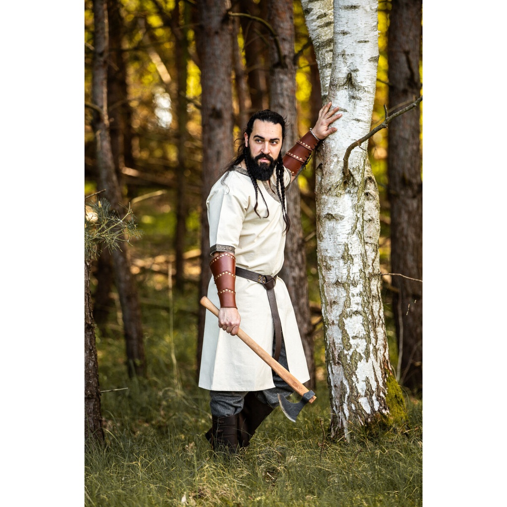 [8085n.gr.s] Kurzarmtunika mit Bordüre "Richard" Natur (S)