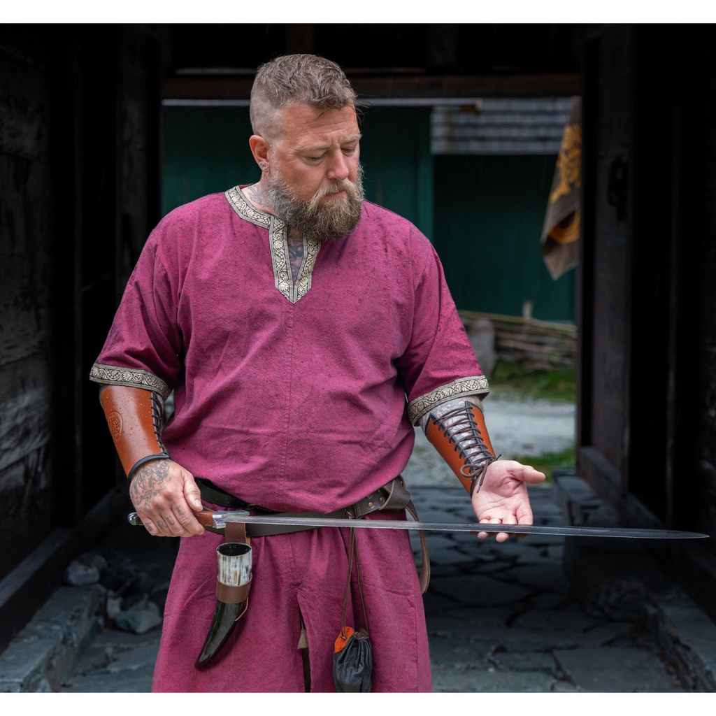 [8085r.gr.s] Kurzarmtunika mit Bordüre "Richard" Rot (S)