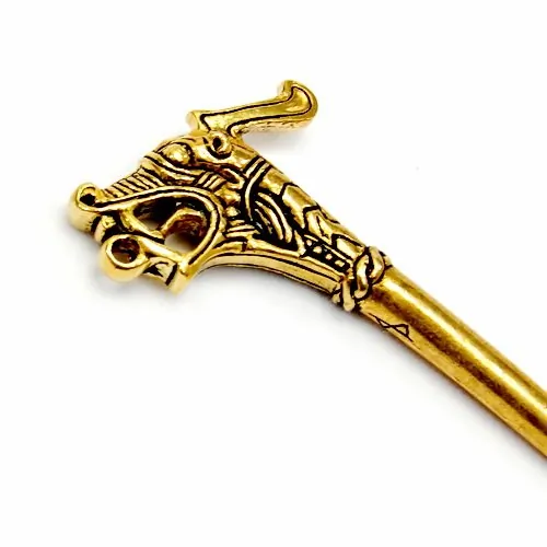 [07 Gew Haith-b] Haithabu Gewandnadel mit Drachenkopf (Bronze)