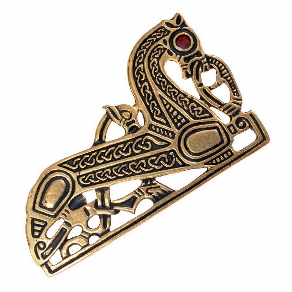 [07 Br Horse - L-si] Pferde-Fibel der Wikingerzeit - Links (Versilbert)