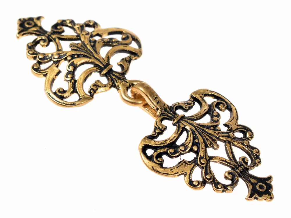 [06 GWH Filigree-b] Renaissance-Gewandhaken "Filigran" (Bronze)