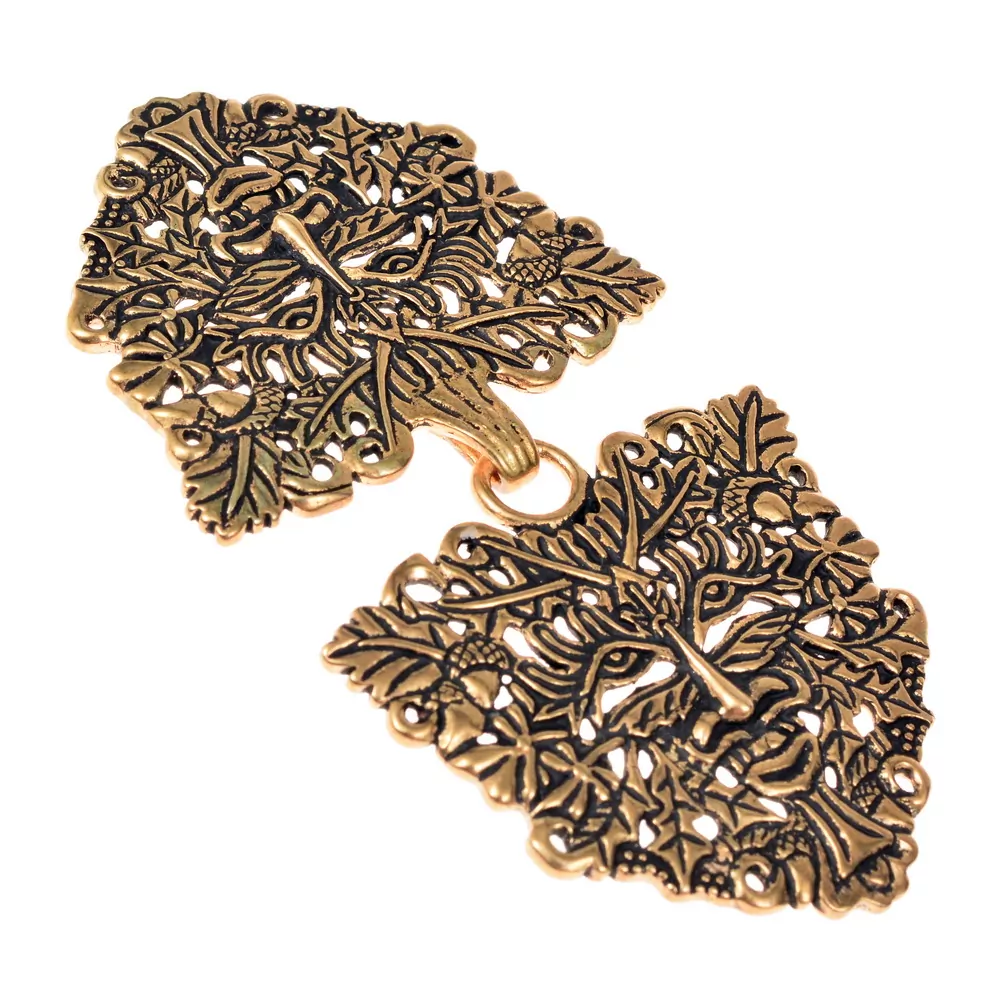 [06 GWH Green-b] Gewandschließe "Grüner Mann" (Bronze)