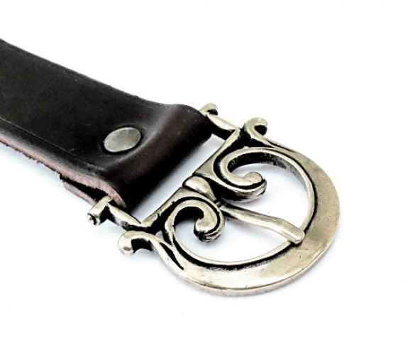 [10 Röm 3:A.kl.br.si] Römischer Gürtel  3 cm Leder (klein, braun, silber)