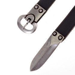 [10 Ger-G 2:A Z.le.br.gr.kl.me.si] Gürtel Niederstotzingen - 2 cm + Ende (klein, braun, silber)