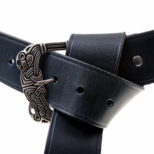 [10 wik 45.le.br.gr.kl.me.si] Wikinger Gürtel Vaerne 4,5 cm Langgürtel (klein, braun, silber)