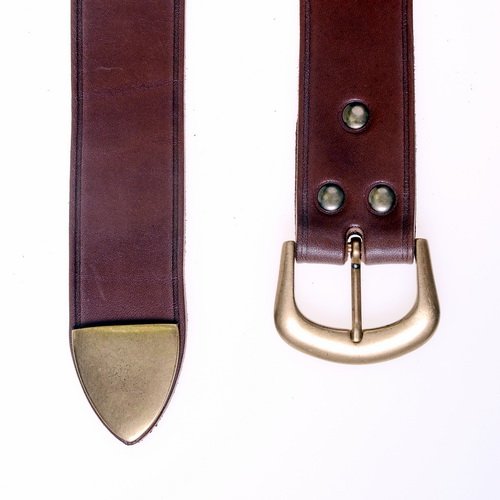 [10 MA 4:F Z.kl.br.si] Mittelaltergürtel der Kreuzritter mit Riemenende Leder Gürtel 4,0 cm in zwei Längen und Farben (S, braun, silber)
