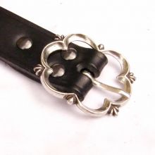 [10 MA 3:B.gr.s.fa.br.me.si] Mittelalterlicher Leder-Gürtel - 3 cm (S, braun, silber)