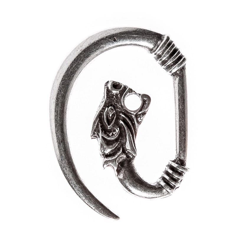 [V-110-1] Drachenkopf Hakenverschluss in 5 Farben - Mantelverschluss (silber)