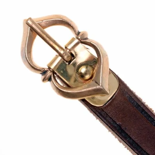 [10 MA-15 Warw.br] Mittelaltergürtel "Pembroke" mit Bronzeschnalle Ledergürtel 2,0 cm - Accessoire für Mittelalter Reenactment, Larp & Fantasy Gewandung (braun)