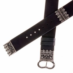 [10 MA 6 ZN.fa.br.me.si.gr.kl] Houppelande-Gürtel - 5,5 cm / Ende + Beschlag (braun, silberfarben, klein)