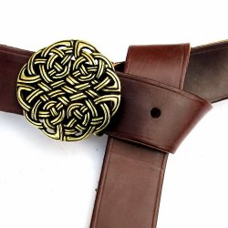 [10 La 4 KK:.kl.br.si] Larp-Gürtel 4 cm / Knoten (braun, silberfarben, klein)