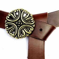 [10 La 4 Fl:.kl.br.si] Larp-Gürtel 4 cm / Floral (braun, silberfarben, klein)