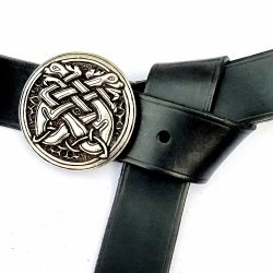 [10 La 4 HU:.kl.br.si] Larp-Gürtel 4 cm / Hunde (braun, silberfarben, klein)