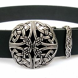 [10 Sp-Bu 4 DB:.kl.br] Buckle-Belt 4 cm / Keltisch - Spaltleder (braun, klein)