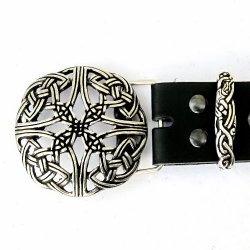 [10 Ke-Bu 4 DB:.fa.br.gr.kl] Buckle-Belt 4 cm / Keltisch - Kernleder (braun, klein)