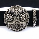 Buckle Gürtel mit Mjölnir - Spaltleder