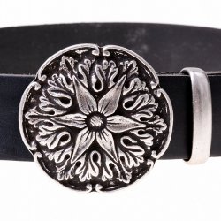 [10 Sp-Bu 4 AK:.kl.br] Buckle-Belt 4 cm / Akanthus - Spaltleder (braun, klein)