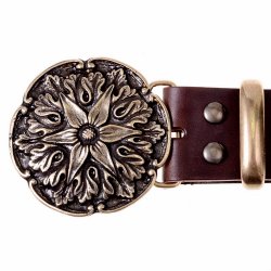 [10 Ke-Bu 4 AK:.fa.br.gr.kl] Buckle-Belt 4 cm / Akanthus - Kernleder (braun, klein)