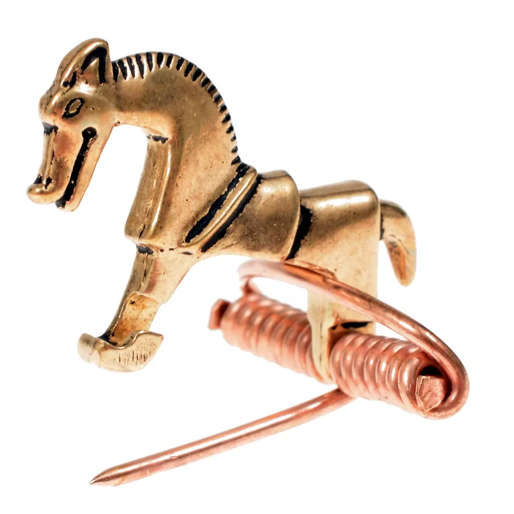 [07 Br Keltpferd.b] Keltische Pferdchenfibel (Bronze)