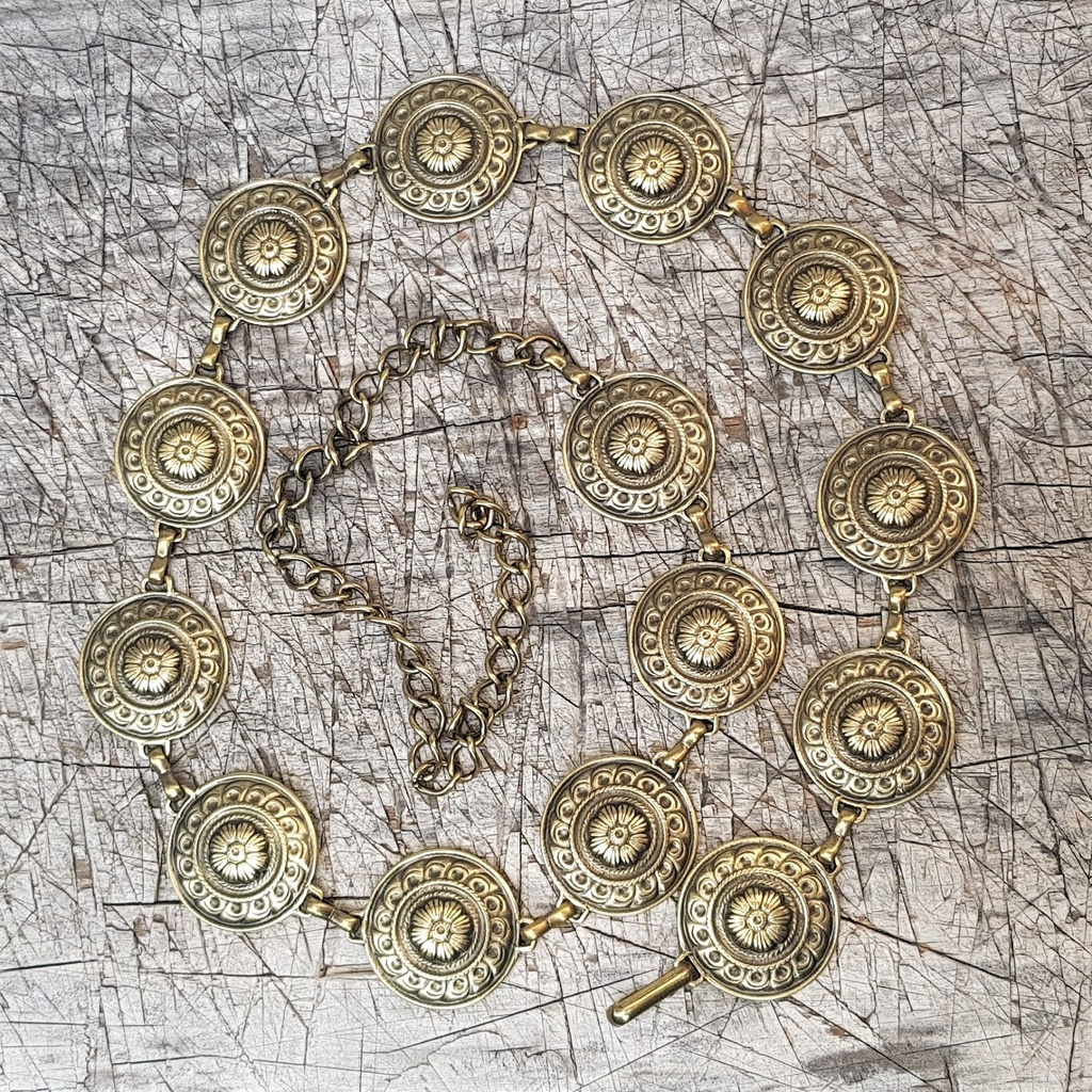 [C-5359-2] NITRAM, Kettengürtel, silberfarben, schwarze Perle