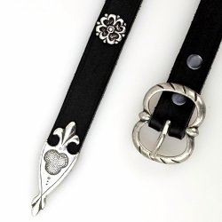 Mittelalter-Gürtel 2 cm / Ende + Nieten (S, braun, silber)