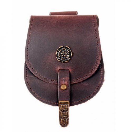 [01 T-KL Tudor.br] Tarsoly-Tasche - klein mit Tudor Rose - Gürteltasche (braun)