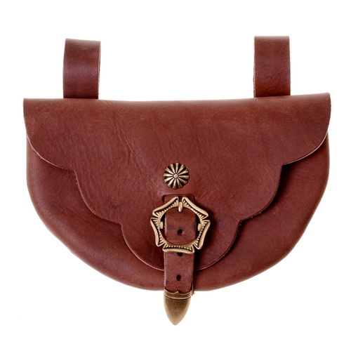 Tasche von Runneburg - Mittelalterliche Gürteltasche aus Leder (schwarz, rund)