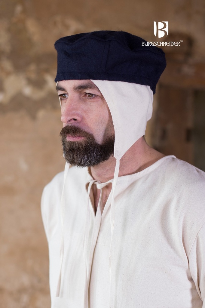 Kappe Hugo Wolle Blau  -  Mittelalterliches vom Burgschneider (S (57 cm))