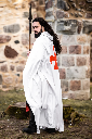Baumwoll Umhang mit Templer Kreuz, Mantel, Halbkreismantel - Gewand für Mittelalter, Larp und Reenactment