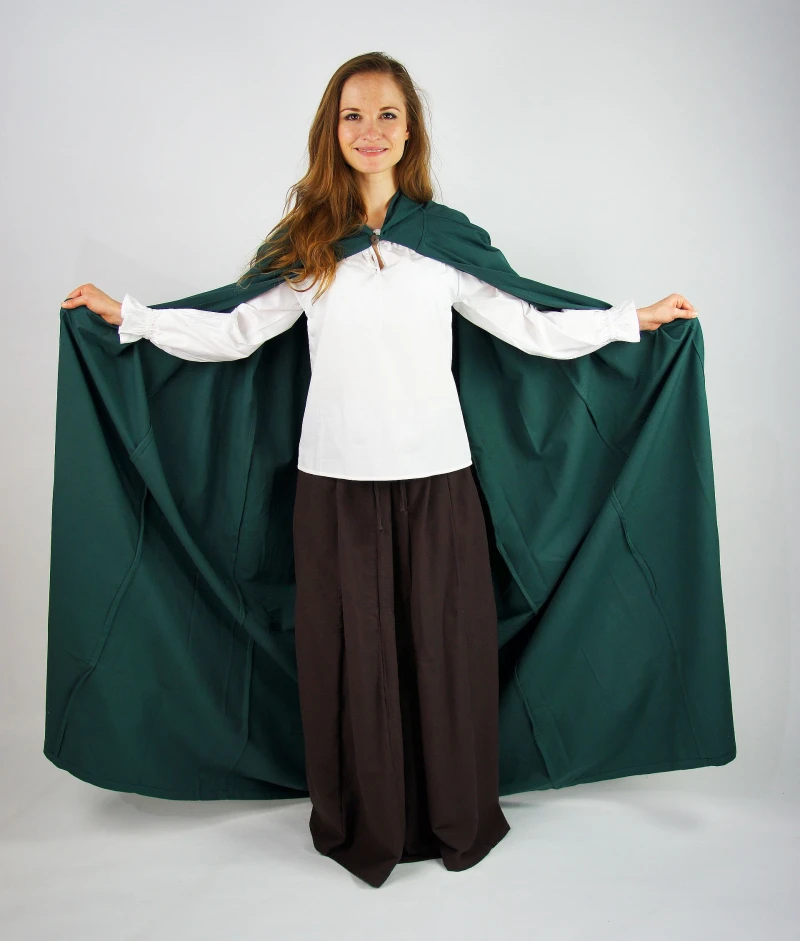 [7019g] Mittelalterlicher Baumwollumhang "Gunnar" in Grün – Authentischer Begleiter für historische Gewandungen