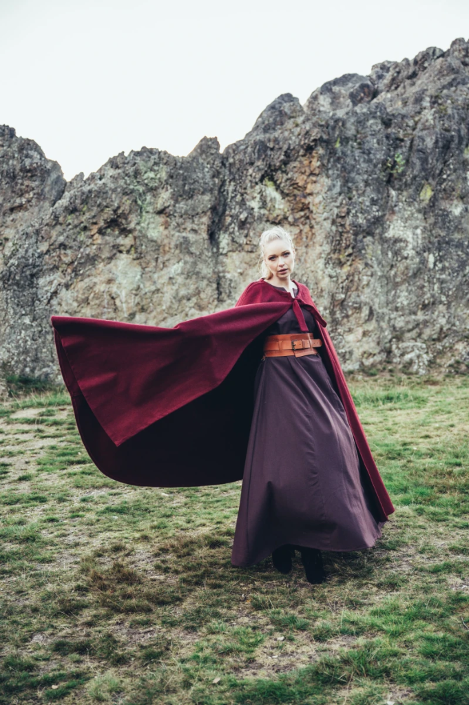 [6020r] Umhang ohne Kapuze, Mantel, Halbkreismantel - Gewand für Mittelalter, Larp und Reenactment