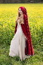Umhang mit Borte und Metallspange, Mantel Halbkreismantel aus Wolle - Gewand für Mittelalter, Larp und Reenactment