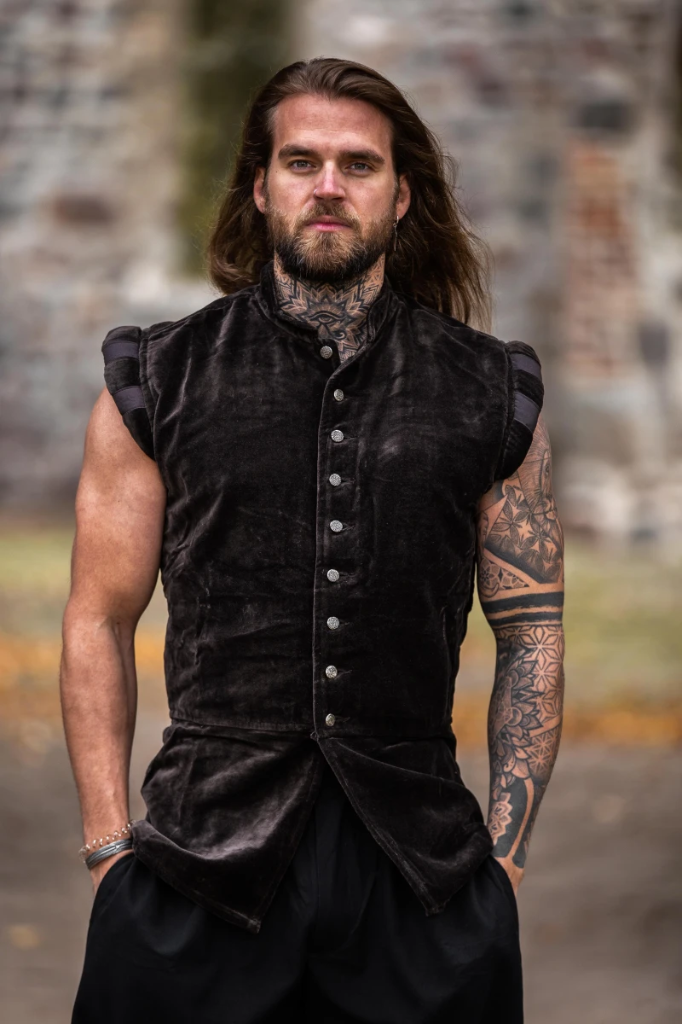 Geknöpftes Samt Wams aus Baumwolle -  Kostüme und Larp, Fantasy Gewandung