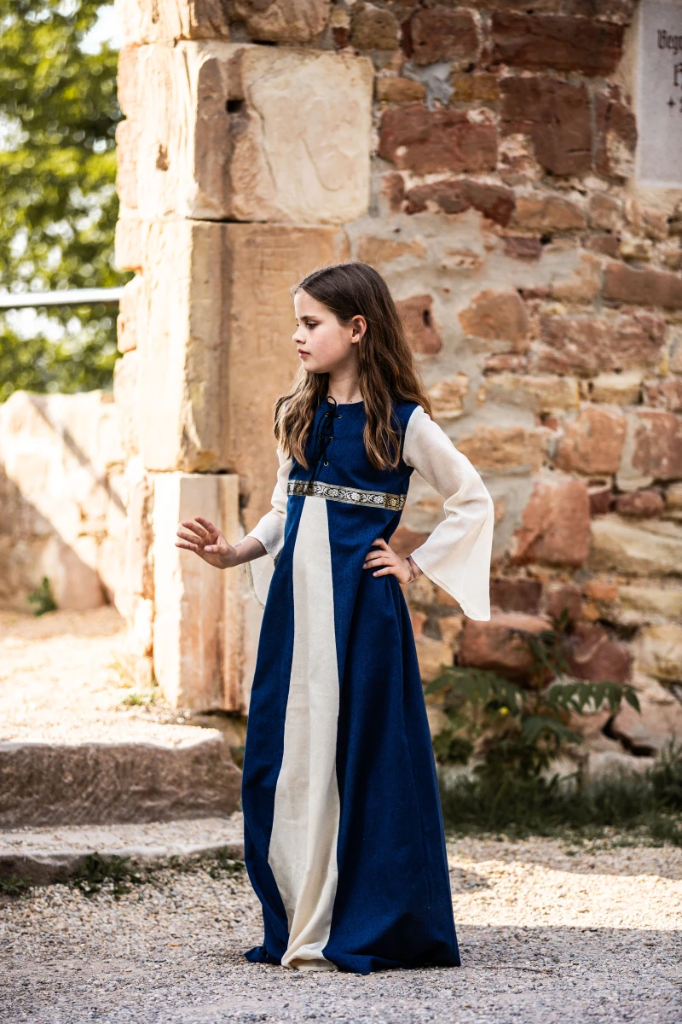 [4040bln] Mädchen Kleid - Kostüm Gewand für Mittelalter, Larp & Reenactment Kinder (XXXS)