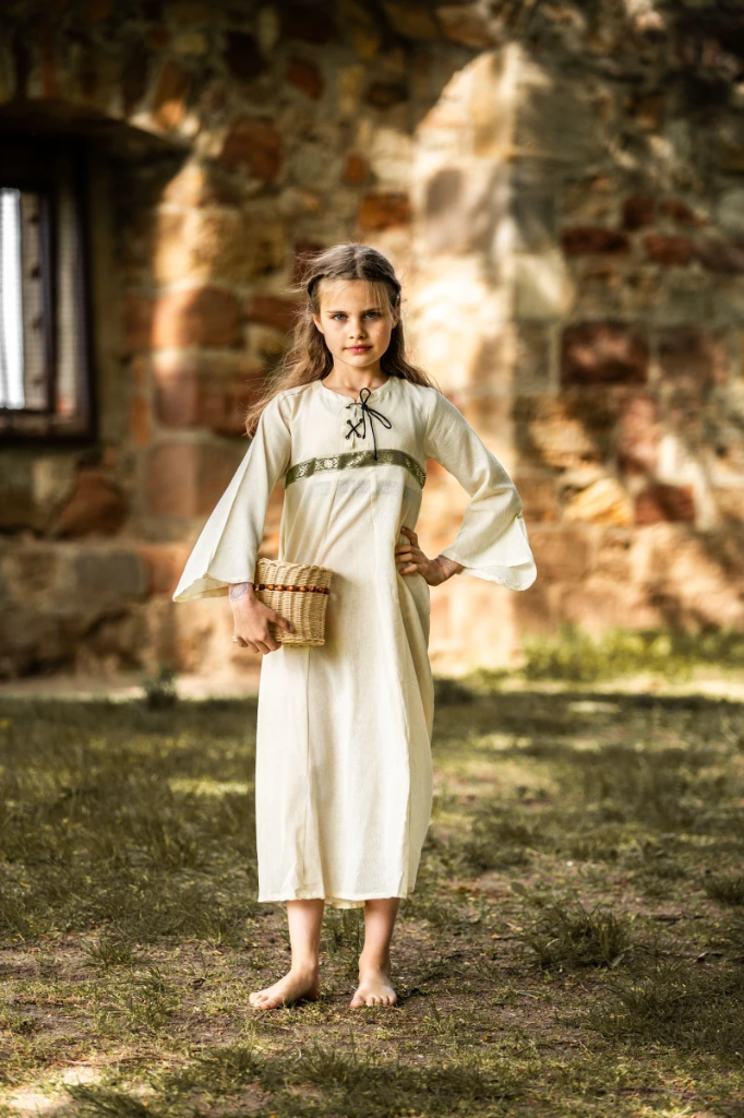 Mädchenkleid "Piccola Donna" in Natur Eleganz für junge Mittelalterliebhaberinnen (XXXS)