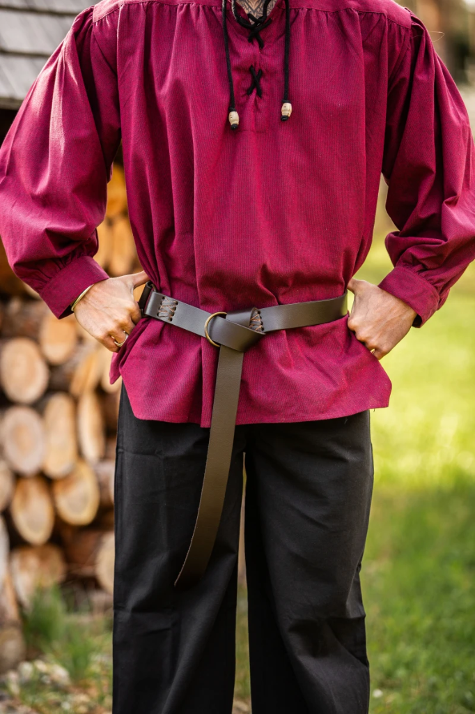 Ringgürtel mit Lederriemen Glatteder 150cm oder 190 cm braun oder schwarz (S 150cm)