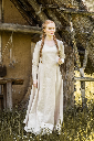 Schlichtes Wikinger-Unterkleid 'Scarlet' – Hanffarbenes Mittelalterliches Damen-Unterkleid aus Baumwolle