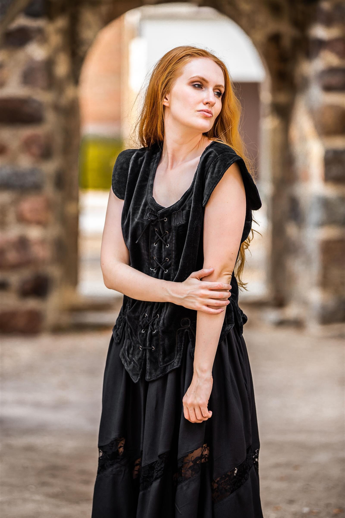 Samt-Miederweste "Adrienne" Schwarz