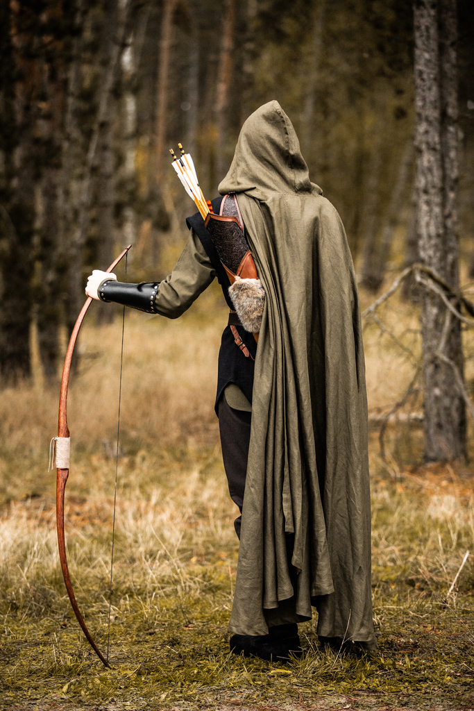 [7849g] Mittelalterlicher Umhang „Mimir“ – Grün (100 % Leinen)