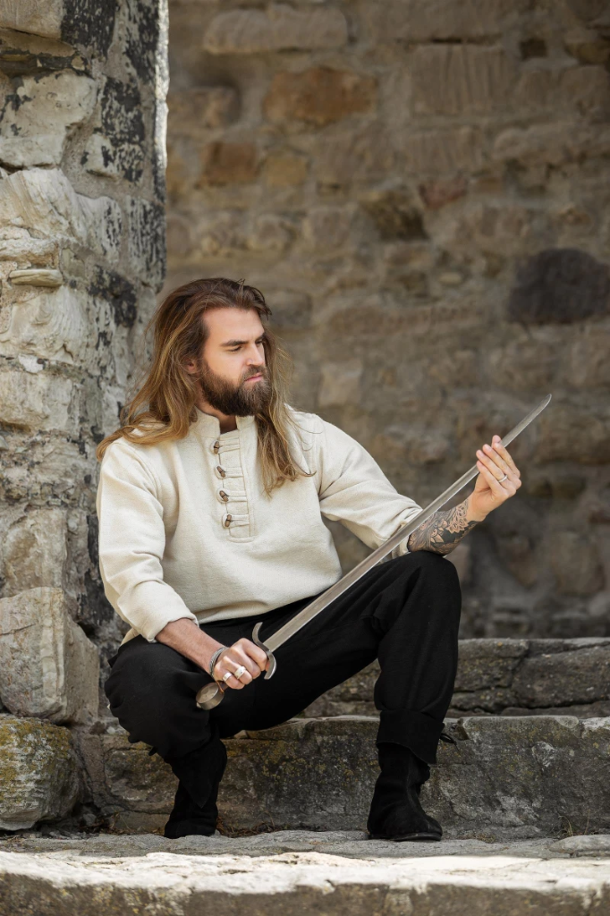 Mittelalter-Hemd „Anton“ – Robustes Baumwollhemd in Natur (S)