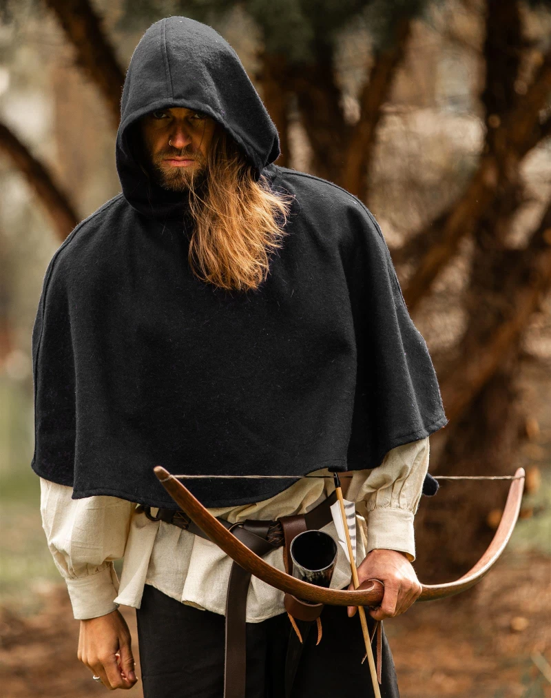 [2211s] Große Woll Gugel - Kopfbedeckung Accessoire für Mittelalter und Larp