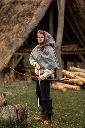 Große Woll Gugel - Kopfbedeckung Accessoire für Mittelalter und Larp
